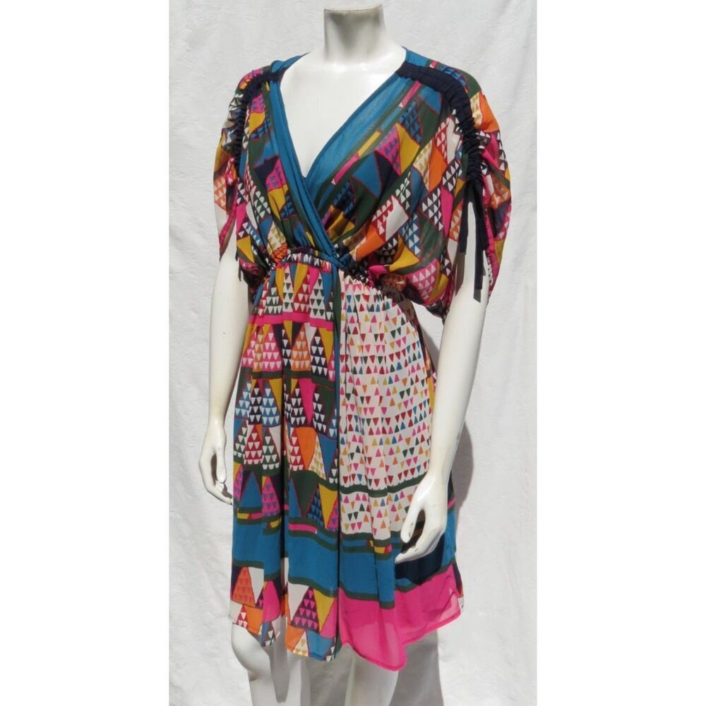 🌺 Maeve Anthropologie Vivid Print Sundress Beach Cover Up Size 10 NWOT - Picture 3 of 8